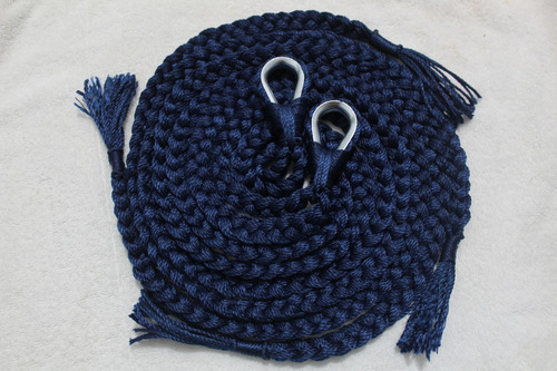 Soga Cuerda Para Hamaca Incluye Par De S Metalica Negra Color Azul Marino Color