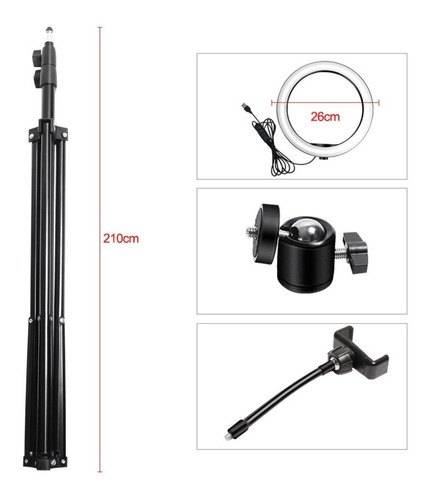 Imagen 4 de 9 de Lampara Aro Luz Led Profesional Foto Maquillaje Video Tripie
