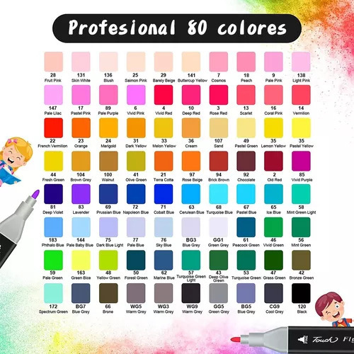 B Marcadores Doble Punta Plumones Puntal Pincel 80 Colores