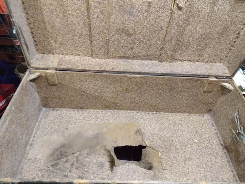 Antiguo Baúl De Barco De Chapa De Madera Para Decoración (Usado)