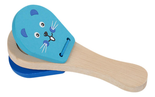 Castañuela Musical De Madera, Claqueta De Mano, Azul