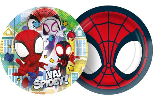 12 Unidades - Pratos Festa Spidey E Seus Amigos