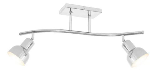 Lampara Plafon Curvo Techo Spot Movil 2 Luces Led Cromo