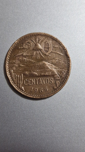 Moneda Antigua 20 Centavos Tehotihuacan 1965
