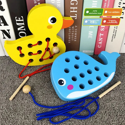 Juguete Educativo De Madera Para Enhebrar Patos
