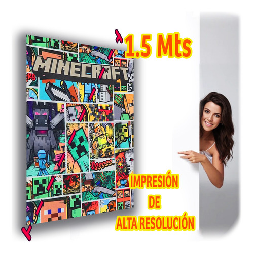 Banner Minecraft 1.50m Alta Calidad, Personalizable Envío