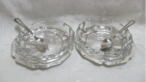 2 Bowls Cristal Óptico Platos Blerfro Cucharas Plata Lappas