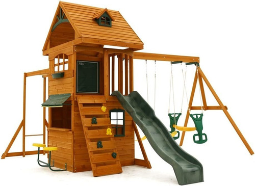 Juego De Columpios De Madera Con Mesa De Café Y Taburetes