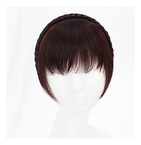 Tiara Trançada Marrom Escuro Com Franjas Franja Cabelo Real