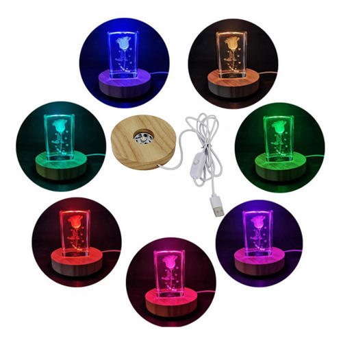 3 Base De Lámpara De Noche Led, Soporte De Exhibición De