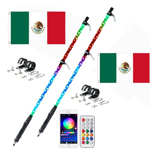 Antenas Luz Led Rgb Bluetooth Y Control Rzr 4x4 91 Cm