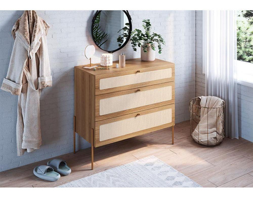 Cômoda E 02 Mesas de Cabeceira Palhinha 28934x28933 Linha Oslo Hanover Artesano