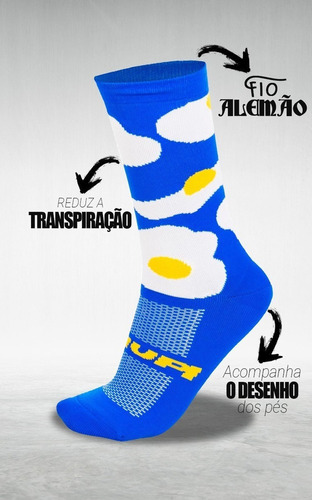 Imagem 2 de 2 de Meia Ciclismo Eggs Azul Cano Médio Mtb Bike