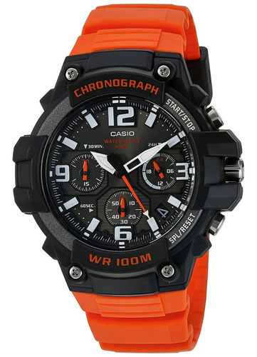 Reloj Casio Chronograph Mcw100h-4av Hombre Original E-watch Color de la correa Naranja Color del bisel Negro Color del fondo Negro