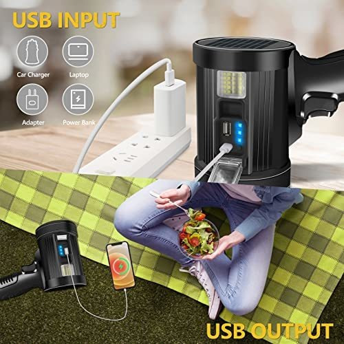 Linterna De Foco 90000 Lumenes Recargable Usb/energia Solar