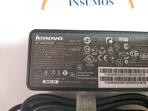 Imagen 2 de 3 de Cargador Lenovo 20v 3.25a X120e X200 X201 X230t X3 T400 T60