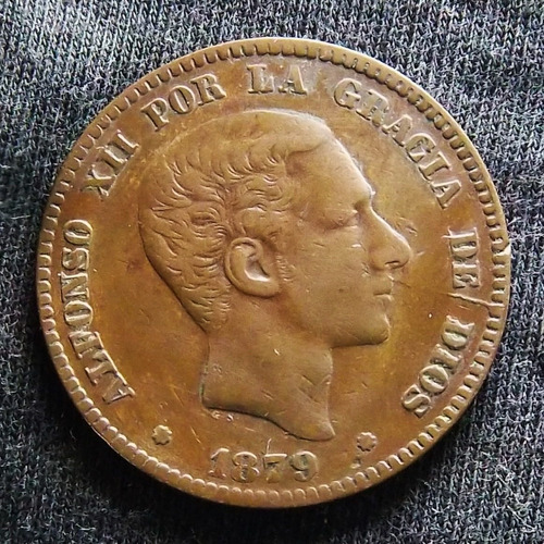 España 10 Céntimos 1879 Muy Bueno Km 675 Alfonso Xii