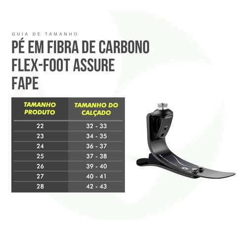 Pé Protét Fibra Carbon Flexfoot Assure Pt 22cm Dir Fape-ossu