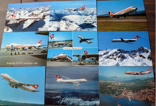 Coleccion Tarjetas Postales Aviación Swissair Suiza