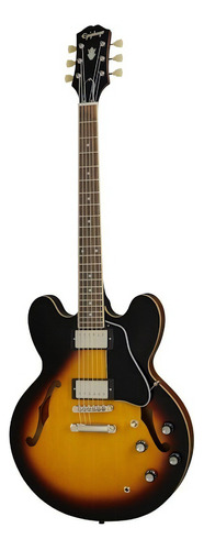 Guitara EpiPhone Es-335 Vintage Sunburst Semi Hollow Body Color Marrón Orientación de la mano Diestro