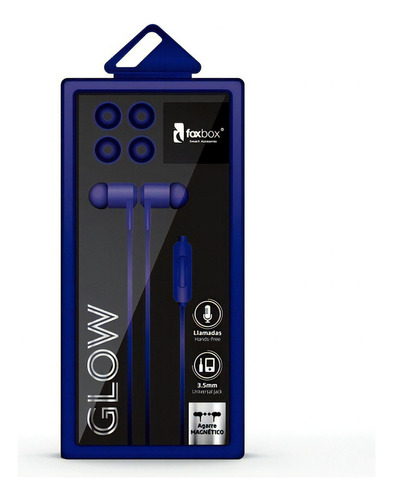 Auricular Glow Con Cable Foxbox Agarre Magnético - Azul