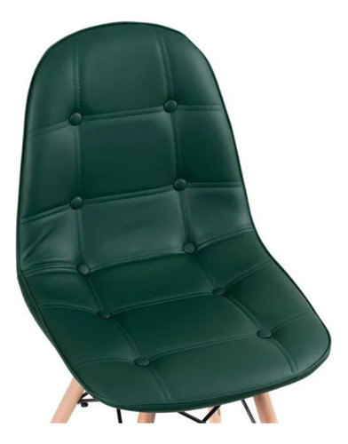 Kit 4 Cadeiras Estofada Eames Botonê Couro Sintetico Estrutura Da Cadeira Verde-musgo