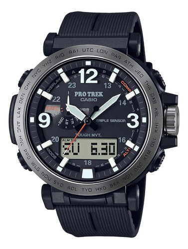 Reloj Casio Prw-6611y-1cr Men's Pro Trek Prw-6611y-1cr So Color de la correa Negro Color del bisel Acero inoxidable Color del fondo Negro