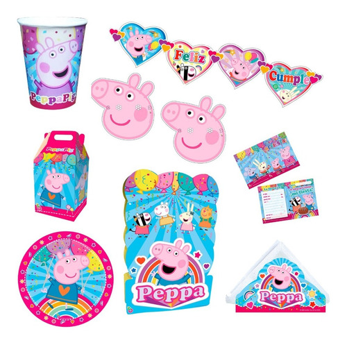 Combo Cotillon Peppa Pig Chanchito 20 Chicos Completo Piñata