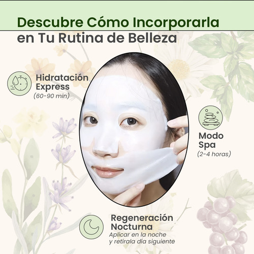 Mascarilla Facial Multi Beneficios 15 en 1 Intensiva de 3 horas con Células Madre Vegetales, Colágeno, Ceramida y Aceite de Argán