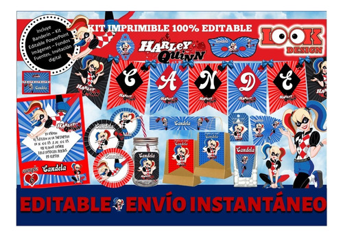 Kit Imprimible Candybar Harley Quinn 100% Editable