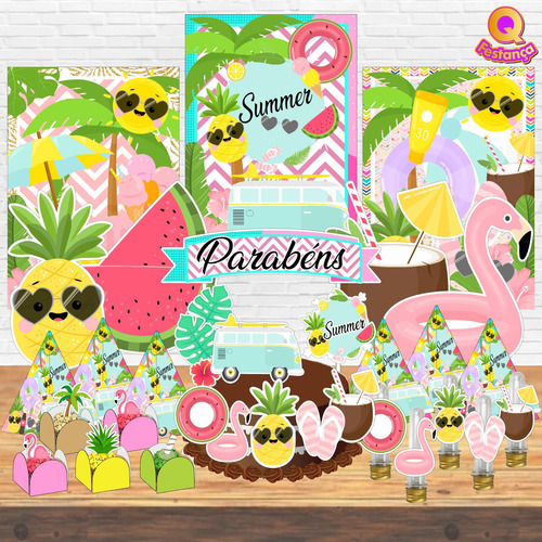 Kit Festa Pronta Tropical Summer *88 Itens* Decoração Festa