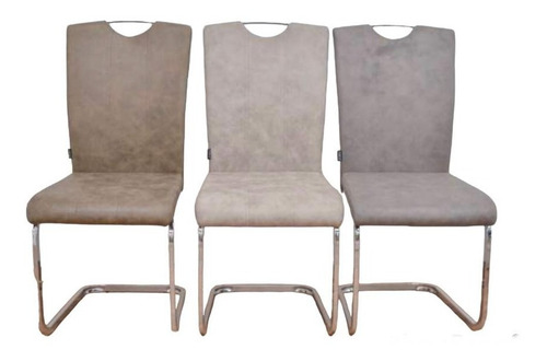 Imagen 2 de 7 de Silla Iskia Cuero Sintético Y Cromo Moderna Pack 2 Unid