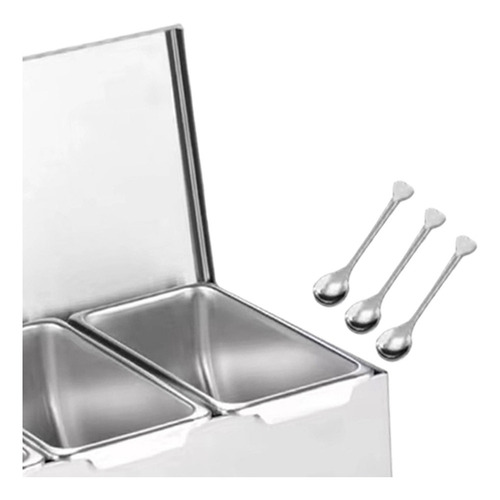 Caja De Condimentos De Acero Inoxidable, 3 Rejillas Para