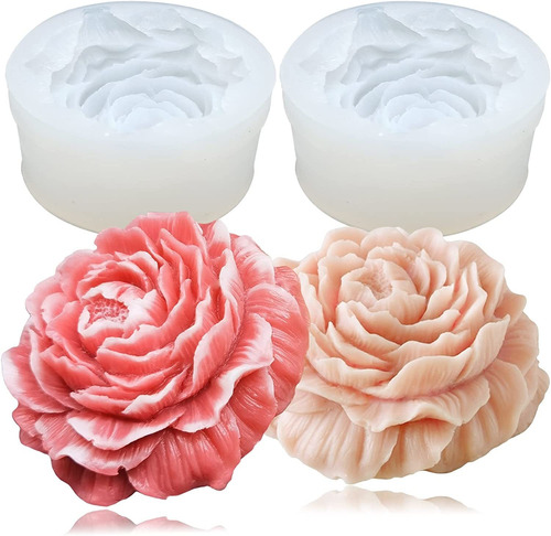 2ps Moldes Silicona Para Jabón Flor Peonía Moldes Para Velas