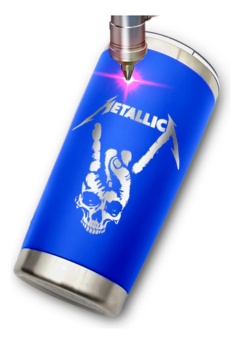 Termo Yite Azul 500 Ml Diseño Metallica Calavera