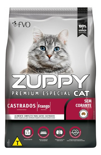 Ração Zuppy Cat Premium Especial Gatos Castrados Frango 1 Kg