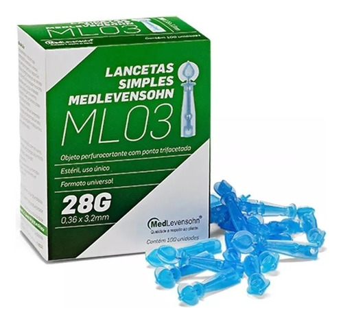 Lancetas Simples Ml03 28g Estéril Medlevesonh C/ 100 Cor Verde-escuro