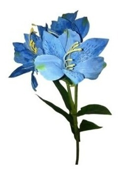 Flor Artificial Azul 2 Galhos De Astromelia Flor Permanente | MercadoLivre
