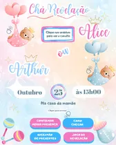 Comprar Convite Chá Revelação Ursinho Convite Animado Chá Revelação