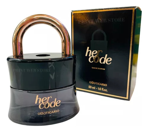 Perfume Her Code O Boticário 50 Ml O Perfume Do Cadeado, Original
