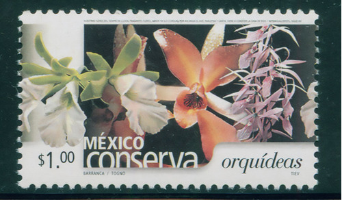 Mexico 2005 Timbre $1 Orquideas Dent. 13 Mint Nh Bu Unck. Fi