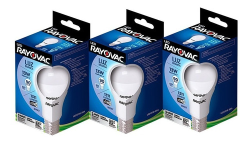 Kit Com 3 Lâmpadas Rayovac 13w - Luz Branca