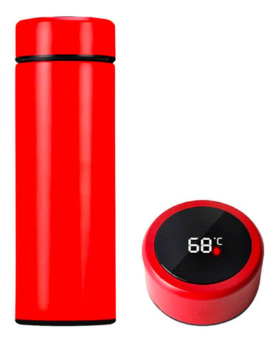 Garrafa Inox Termômetro Display Inteligente Vermelho 480ml
