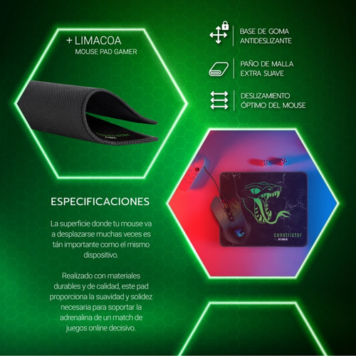 Imagen 5 de 8 de Combo Gamer Auricular Teclado Mouse Constrictor Grootslang