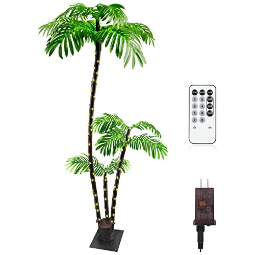 Palmera Artificial 6ft 3trunks 241led Iluminado Al 2m14x