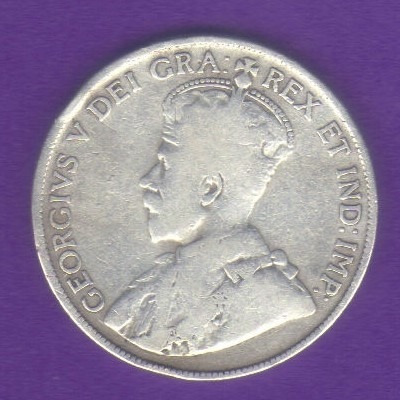 50 Centavos Dollar Plata 1918 Moneda Canadá  Rey Jorge V 