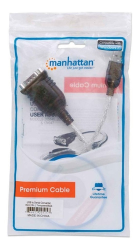 Convertidor Manhattan Usb A Serial Db9m 205153 Negro Color Negro/transparente