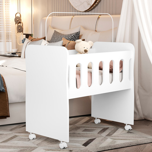 Mini berço badside grade removível com colchão 2x1 trocador bebê baby Moveis Bela