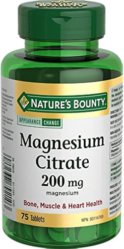 Citrato De Magnesio De Nature's Bounty 210 Mg, 75 Tabletas