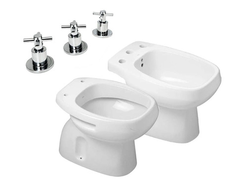 Combo Baño Monaco Inodoro Corto Bidet Griferia Aqualaf Pe